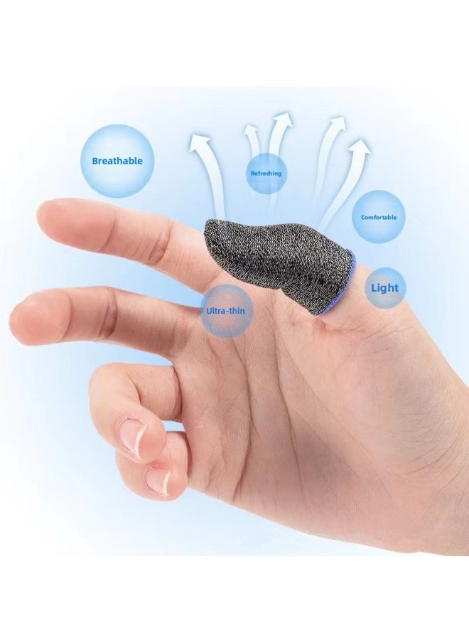 E-sports Special Eating Chicken Finger Gloves Game Gloves Anti-sweat Professional Special Glory Peace Elite Thumb Gloves Ultra-thin-Product Color:E-sports Version Silver Fiber [blue] [2 Pieces]  - Image 4