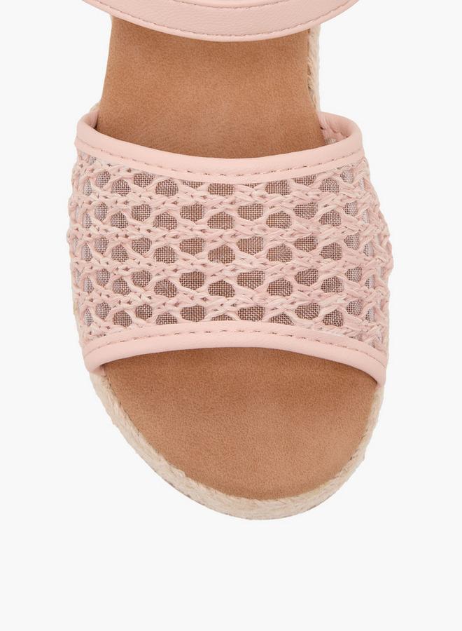Peppermint Girls Mesh Detail Espadrille Buckle Closure Sandals - Image 3