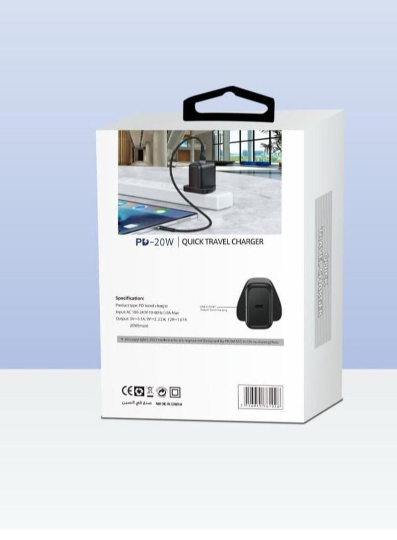 بروماس شاحن حائط منزلي من بروماس مع منفذ PD 20 واط مقاوم للحرارة لجميع الاجهزة - Image 2