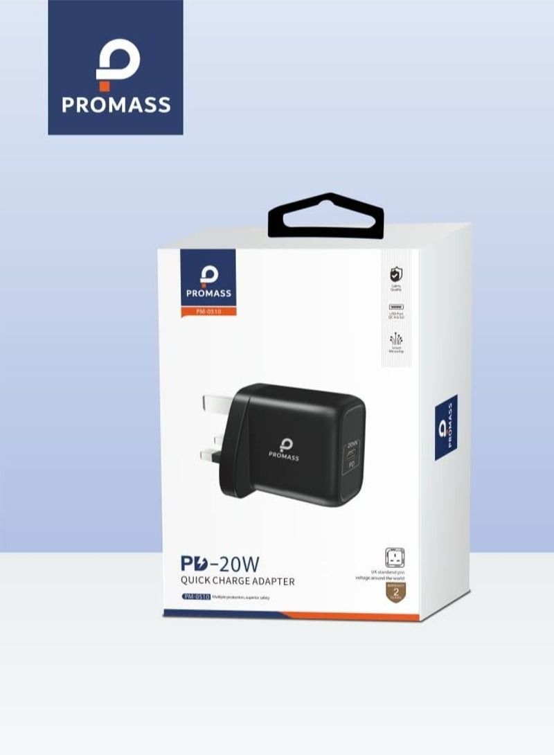 بروماس شاحن حائط منزلي من بروماس مع منفذ PD 20 واط مقاوم للحرارة لجميع الاجهزة - Image 1