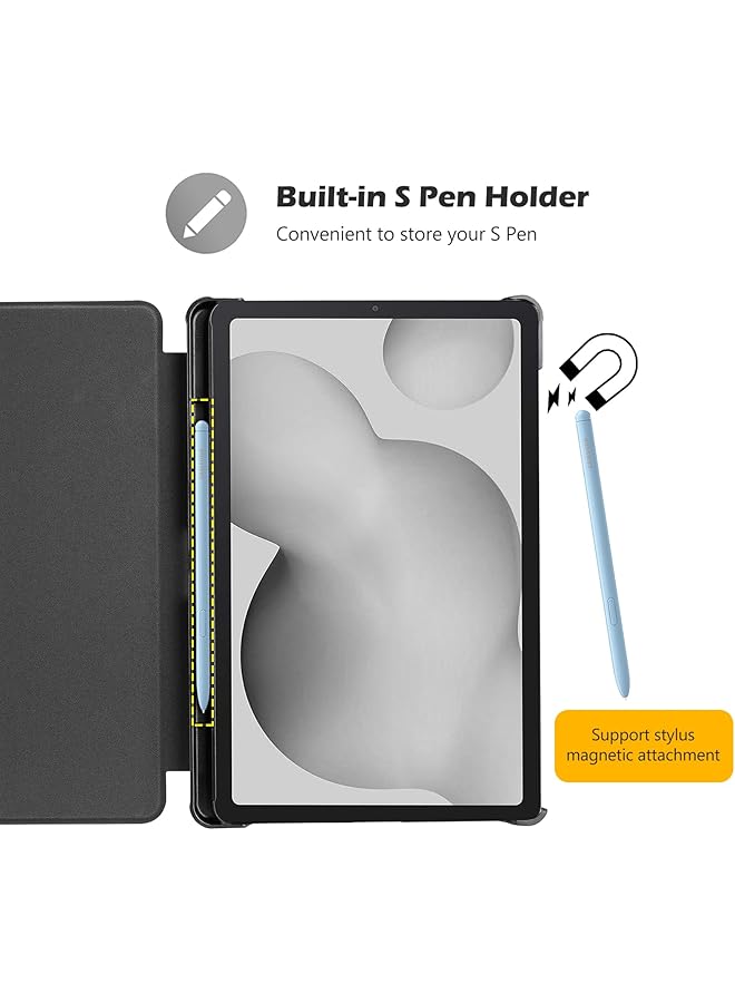 Procases Galaxy Tab S6 Lite 10.4 Case 2022 2020 With Stylus Holder Slim Stand Protective Folio Case Smart Cover For Galaxy Tab S6 Lite 10.4 Inch Sm-P613 P610 P615 -Black - Image 2