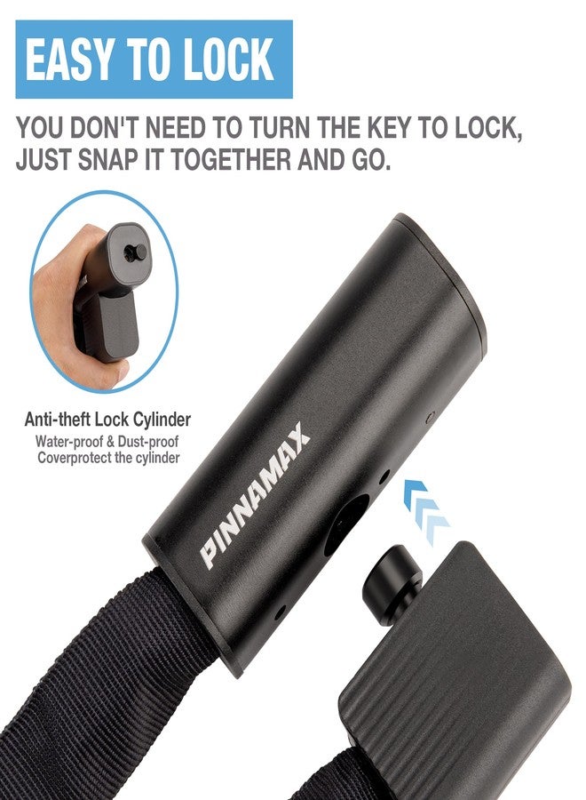 PINNAMAX 3.28ft Bike Lock - Bicycle Chain Lock Star Rating from Art - Heavy Duty Cable Locks with Keys for E-Bike, Motorcycle, Scooter, Bicycle, Door, Gate - Image 5