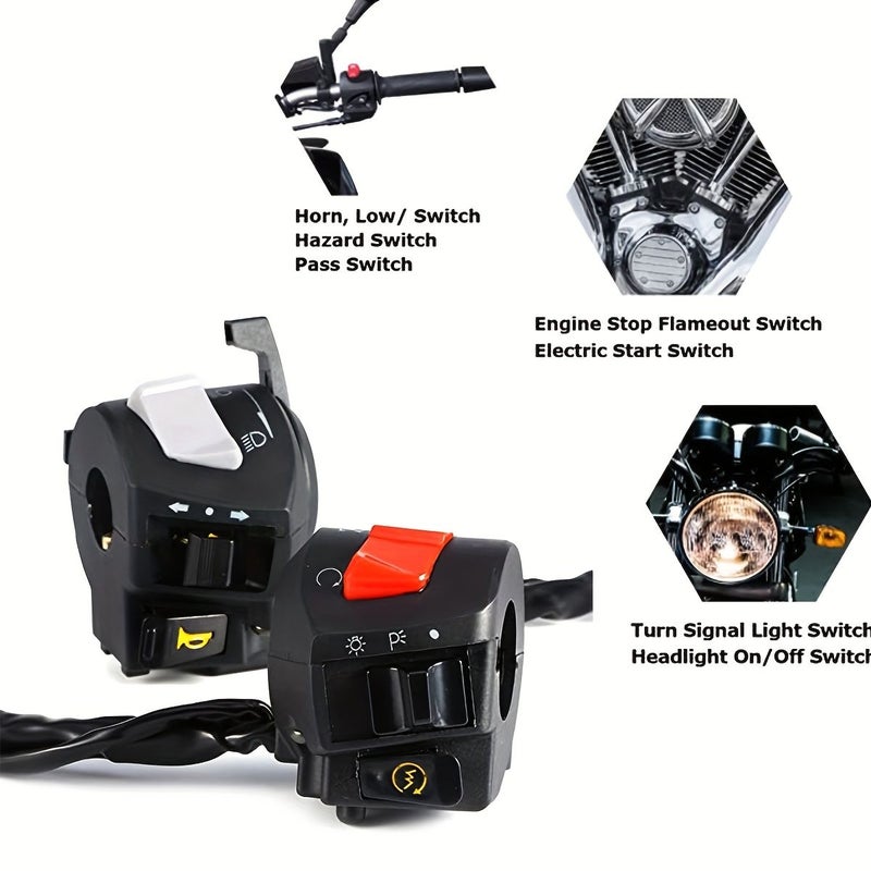 7/8 Inch 22mm Motorcycle Handlebar Switches Horn Turn Signal Headlight Control - Image 1