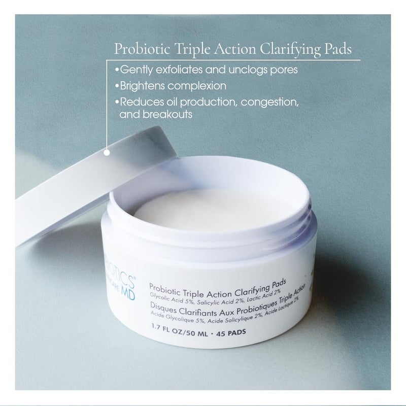 Glowbiotics Probiotic Triple Action Clarifying Pads: Helps Prevent Breakouts, Enhances Skin Radiance & Minimizes Shine | With 5% Glycolic, 2% Lactic, 2% Salicylic Acid, 60 Pads - Image 3
