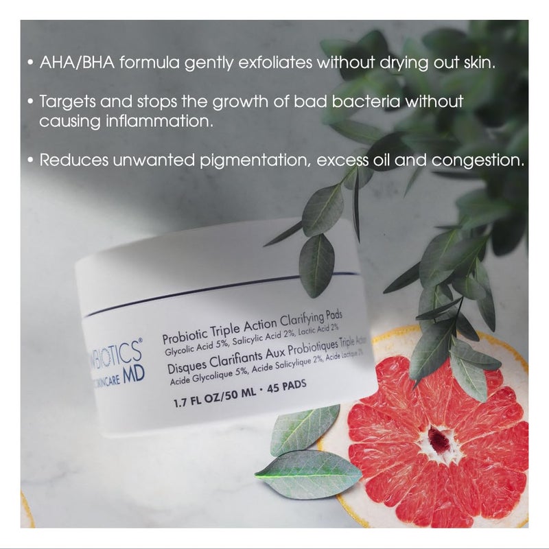 Glowbiotics Probiotic Triple Action Clarifying Pads: Helps Prevent Breakouts, Enhances Skin Radiance & Minimizes Shine | With 5% Glycolic, 2% Lactic, 2% Salicylic Acid, 60 Pads - Image 5