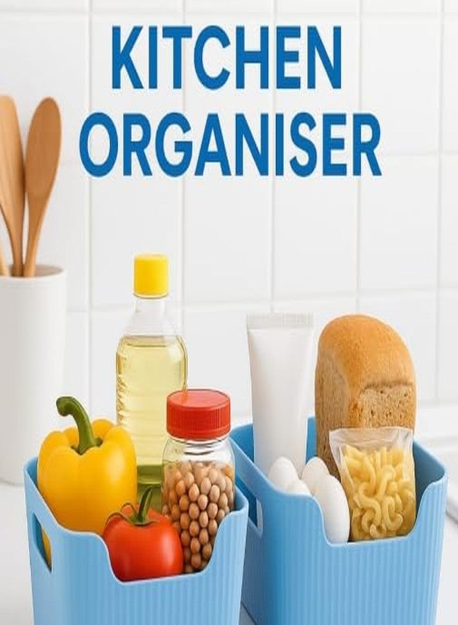 Pentadeco 3 Pieces set Plastic Basket Storage Basket Multipurpose For Kitchen & Home Organiser || Box For Wardrobe, Fruits Vegetables, Toys, Stationary Items - Image 5