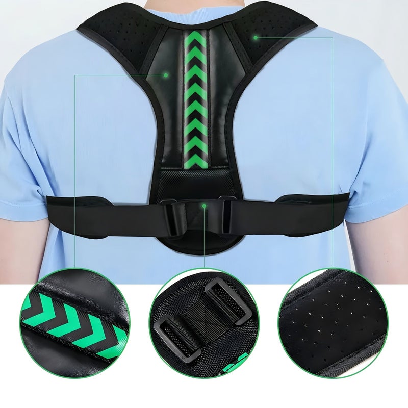 Purple Men Adjustable Posture Support Belt With Ergonomic X Strap Back Brace L - Image 3
