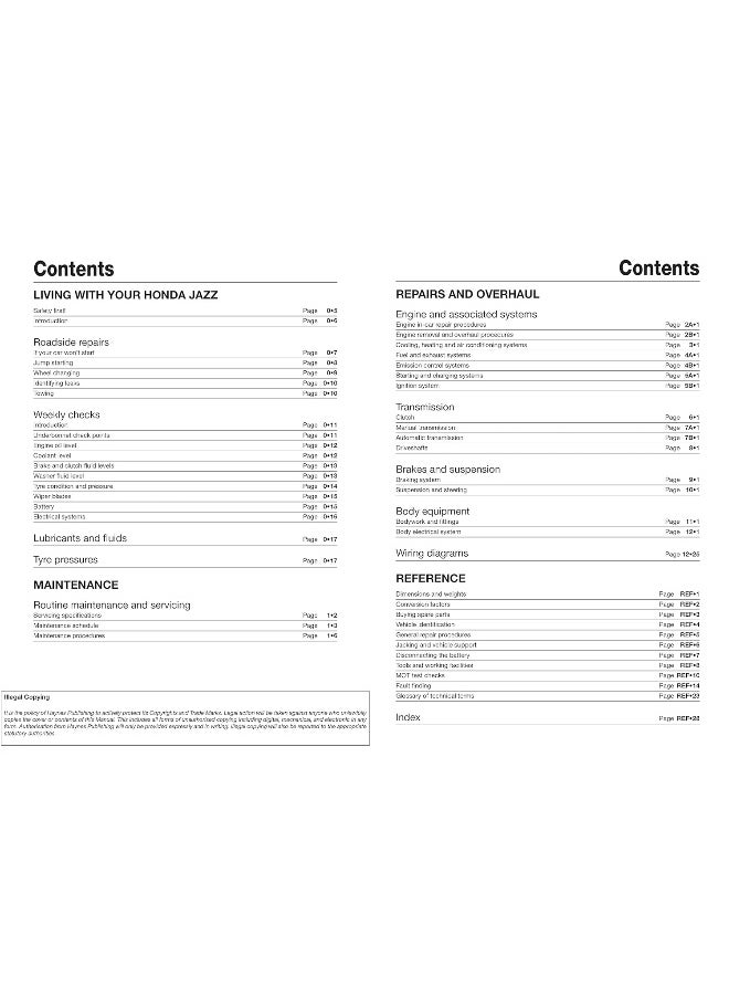Honda Jazz (02 - 08) Haynes Repair Manual  - Image 5