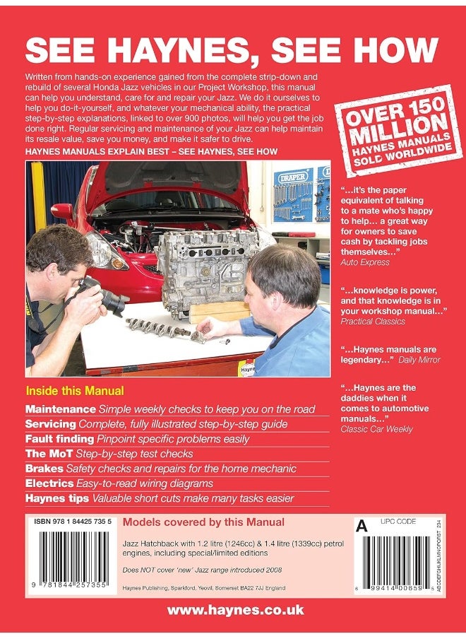 Honda Jazz (02 - 08) Haynes Repair Manual  - Image 3