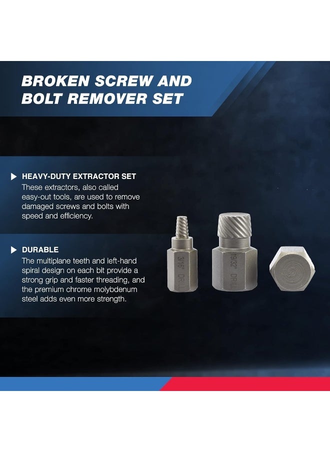 Neiko - NEIKO 04204A Hex-Head Multispline Screw and Bolt Extractor Set, Easy-Out Extraction, Broken Remover, Stripped Fastener Tool, 1/8 Inch to 7/8 in 1/32-Inch Increments, CrMo, 25 Pieces - Image 1