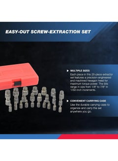 Neiko NEIKO 04204A Hex-Head Multispline Screw and Bolt Extractor Set, Easy-Out Extraction, Broken Remover, Stripped Fastener Tool, 1/8 Inch to 7/8 in 1/32-Inch Increments, CrMo, 25 Pieces  - Image 3
