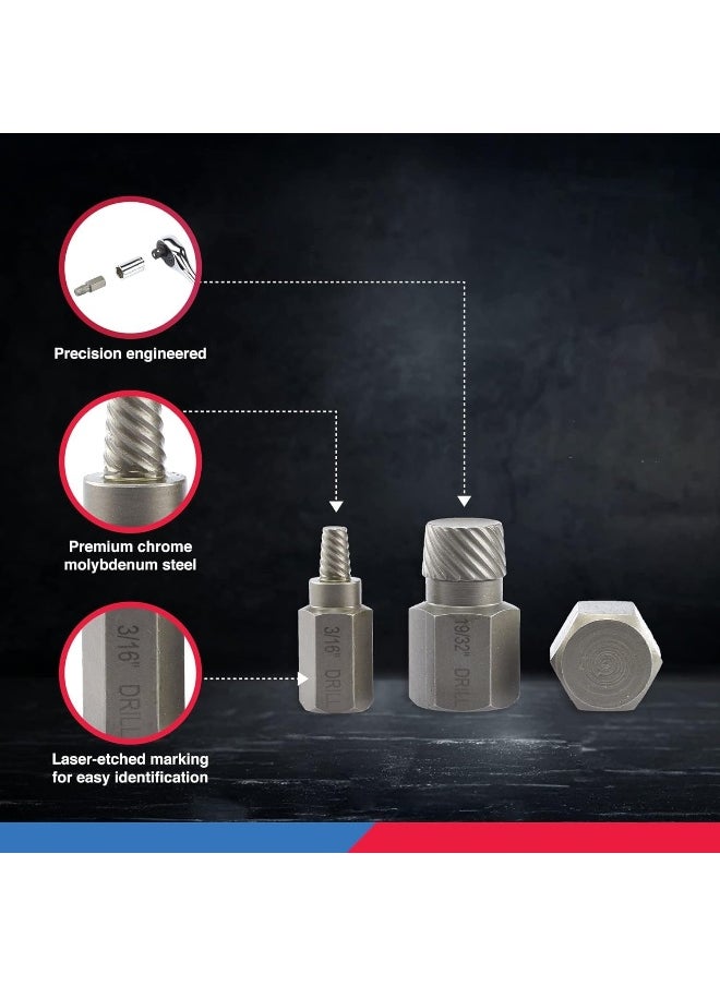 Neiko - NEIKO 04204A Hex-Head Multispline Screw and Bolt Extractor Set, Easy-Out Extraction, Broken Remover, Stripped Fastener Tool, 1/8 Inch to 7/8 in 1/32-Inch Increments, CrMo, 25 Pieces - Image 1