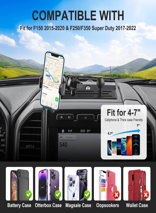 Surfcabin Dash Mount Phone Holder, Mobile Holder for 2015-2020 F150 2017-2022 F250 F350 Metal Cellphone Mounting Bracket Stand for Most Cell Phones - Image 2