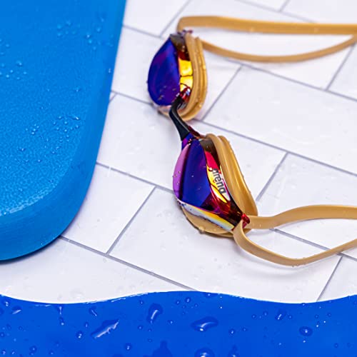 ARENA Unisex Python Racing Swim Goggles for Men and Women Anti-Fog Mirror Lens Max Comfort Dual Strap, Copper/White/Red Wine - Image 4