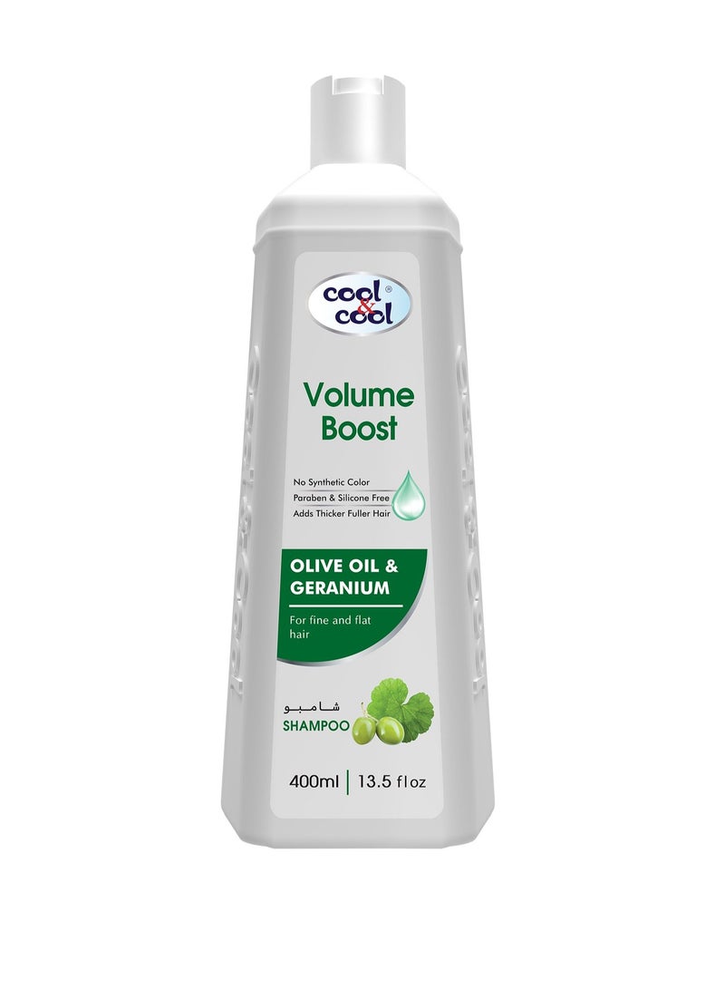 كول اند كول شامبو فوليوم بوست 400 مل بزيت الزيتون وزهرة إبرة الراعي لشعر ناعم ومسطح خالي من البارابين والكبريتات للجنسين
