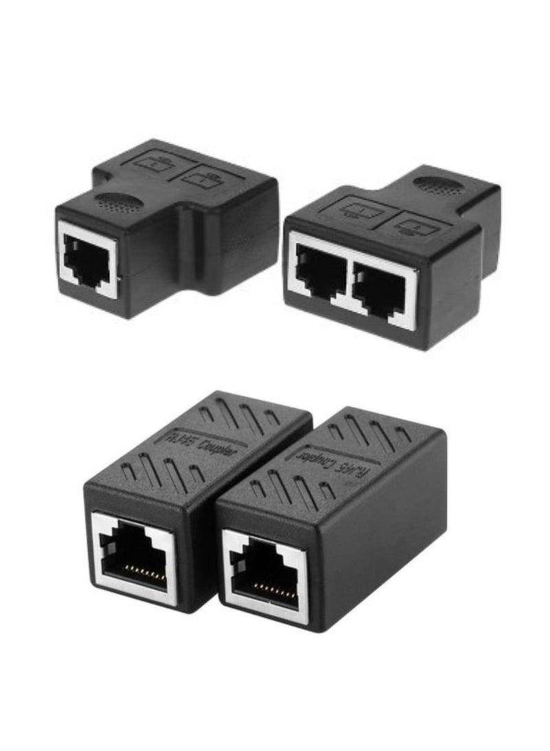 RJ45 Coupler Network Connectors Pack Of 4 black - Image 1