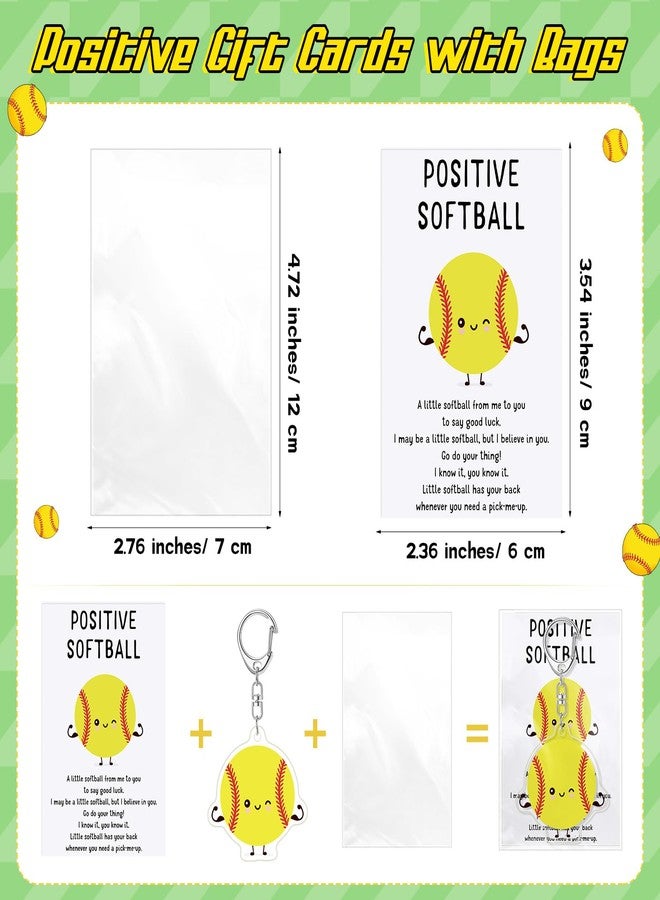 Equsion 20 Set Christmas Softball Keychain Bulk Emotional Gift Smile Face Positive Softball Keychain with Cute Inspirational Card for Students Sports Team Reward Christmas Birthday Gift - Image 3