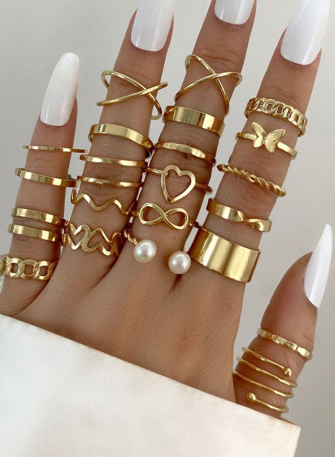 ستايلي مجموعة خواتم قابلة للتكديس من 22 قطعة - Image 3