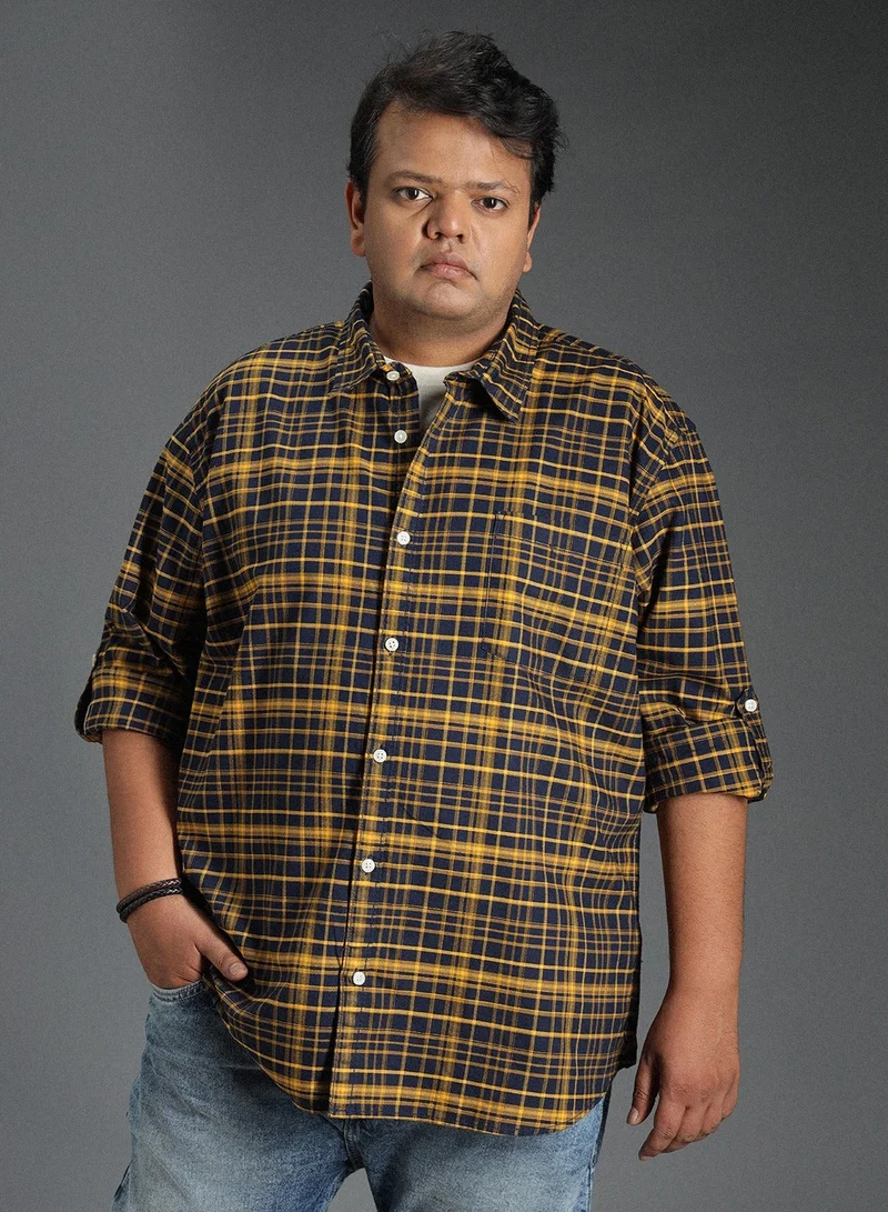 HIGH STAR Multicolor Classic Tartan Checked Cotton Shirt for Men, 100% Cotton