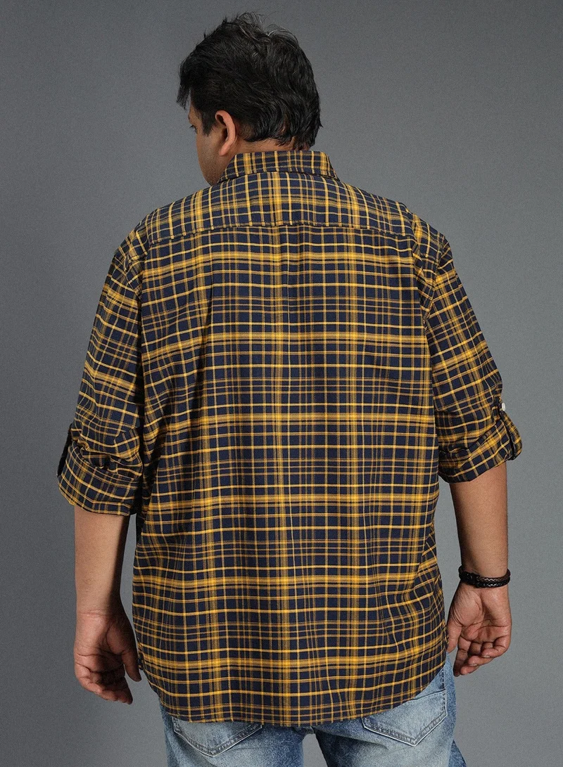 HIGH STAR Multicolor Classic Tartan Checked Cotton Shirt for Men, 100% Cotton