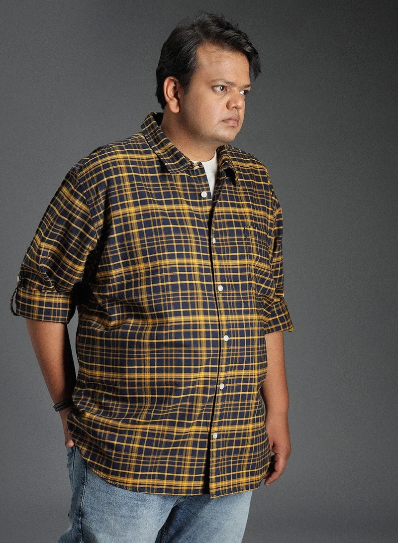 HIGH STAR Multicolor Classic Tartan Checked Cotton Shirt for Men, 100% Cotton