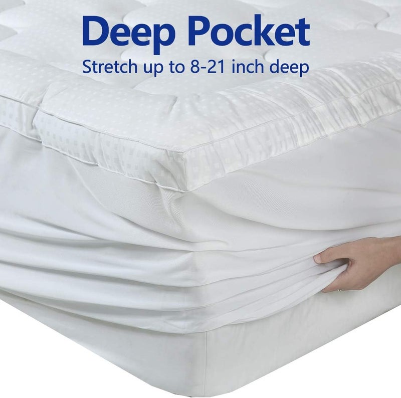 EASELAND Extra Thick Twin Size Mattress Pad Pillow Top Mattress Cover Quilted Fitted Mattress Protector Cotton Top 8-21" Deep Pocket Mattress Topper (39x75 Inches) - Image 3