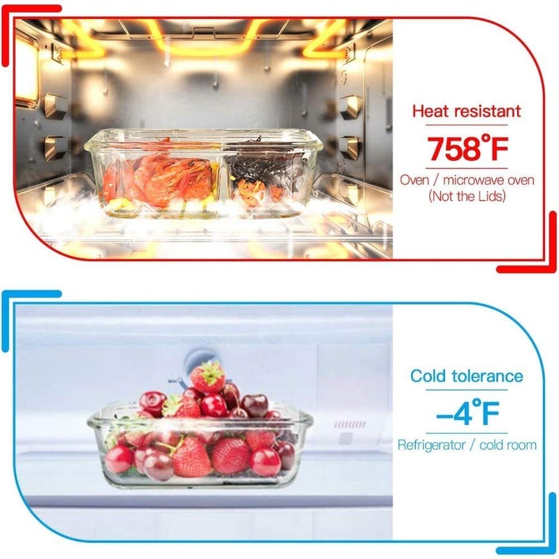 ARUZEN Glass Food Containers Set of 3 1100 ML Kitchen Storage Container Set with Plastic Lids Safe for Microwave Dishwasher Oven Freezer - Image 5