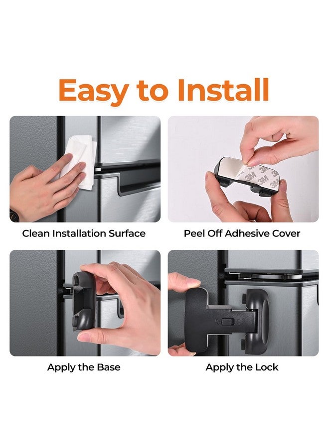 YCT Child Proof Refrigerator Freezer Door Lock Apply to Max 1"(25mm) Sealing Strip for Toddlers and Kids, no Tools Need or Drill (Grey 1PCS) - Image 5