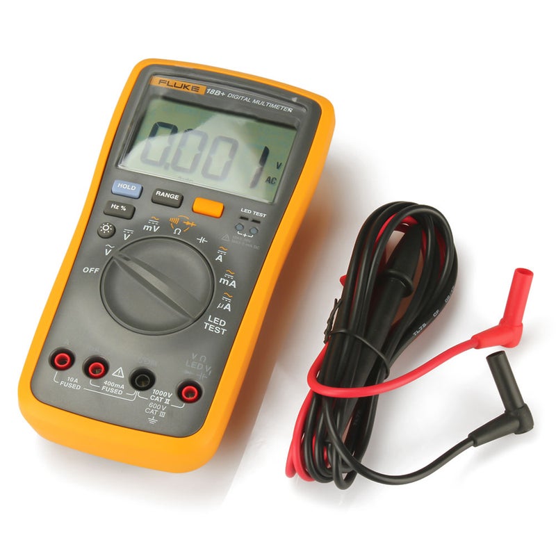 المقياس الرقمي المحمول Fluke F18B+ ذي 4000 عداد، مقياس متعدد الاستخدامات محمول، مقياس الجهد ومقياس التيار المحمول، مقياس الجهد العمومي للقياس على الجهد المتردد/المباشر والمقاومة والسعة والديود والاستمرارية والتردد ودورة الوظيفة واختبار المصباح التوهجية (LED) - Image 5