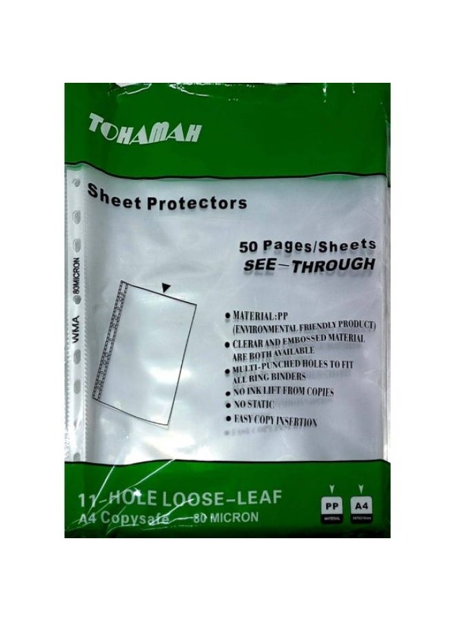 Transparent Plastic Case 80 Micron 50pcs Letter U Number EH303 Size A4