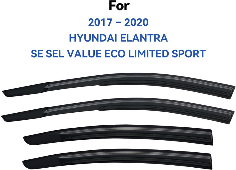 YQAUTEC Window Visors Rain Guards for 2017-2020 Hyundai Elantra - Image 2