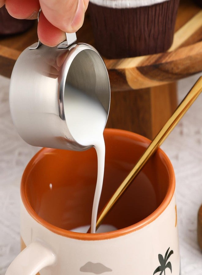PRETYZOOM Stainless Steel Frothing Cups Milk Pitchers Sauce Cups 2 Pack 1.57X1.57X1.57In 50Ml with Ergonomic Handle for Coffee Latte Barbecue Picnic Dining - Image 3