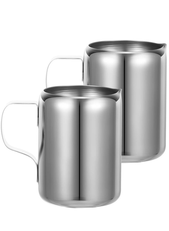 PRETYZOOM Stainless Steel Frothing Cups Milk Pitchers Sauce Cups 2 Pack 1.57X1.57X1.57In 50Ml with Ergonomic Handle for Coffee Latte Barbecue Picnic Dining - Image 1