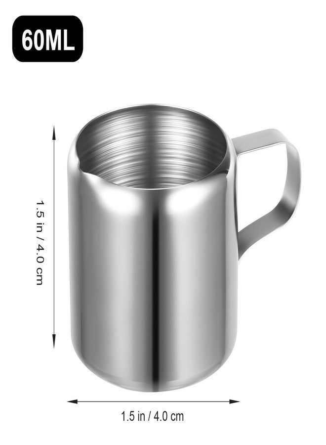 PRETYZOOM Stainless Steel Frothing Cups Milk Pitchers Sauce Cups 2 Pack 1.57X1.57X1.57In 50Ml with Ergonomic Handle for Coffee Latte Barbecue Picnic Dining - Image 2