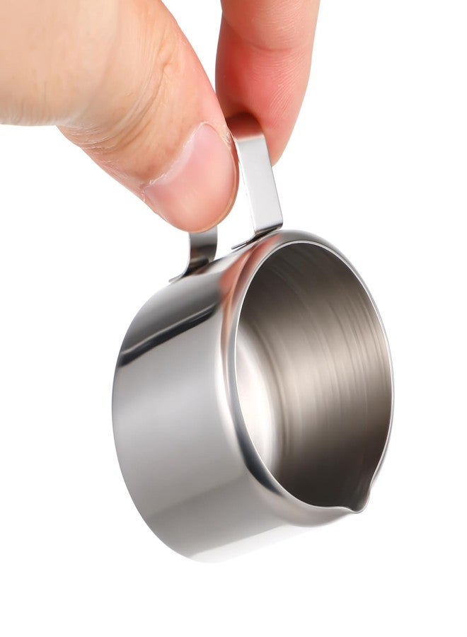PRETYZOOM Stainless Steel Frothing Cups Milk Pitchers Sauce Cups 2 Pack 1.57X1.57X1.57In 50Ml with Ergonomic Handle for Coffee Latte Barbecue Picnic Dining - Image 5