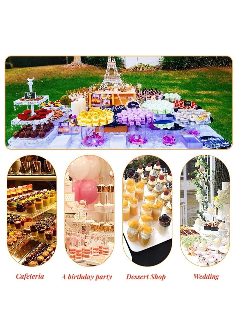 SOLARAE أكواب حلوى بلاستيكية مع أغطية وملاعق، عبوة 50 كوب بلاستيكي مربع صغير شفاف للحلويات والمقبلات والبودينغ والآيس كريم والزبادي والحلويات والموس 3.8 أونصة - Image 2