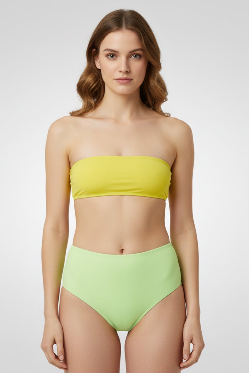 Asos Design Women High Waist Bikini Bottom, Neon Green - Image 1