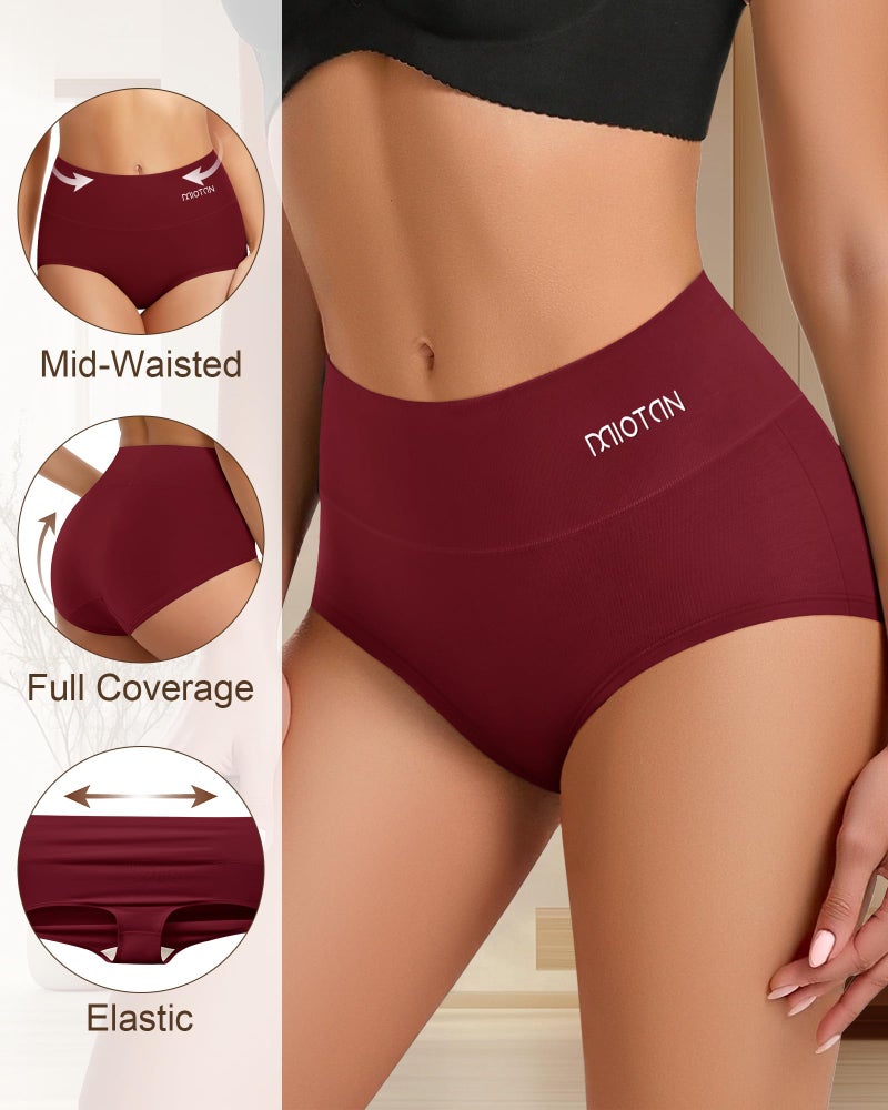 MIOTAN Women's Cotton Underwear Pack High Waisted Tummy Control Top Ladies Panties Postpartum Post Partum Briefs Moisture Wicking Breathable, XL Multicolor - Image 5