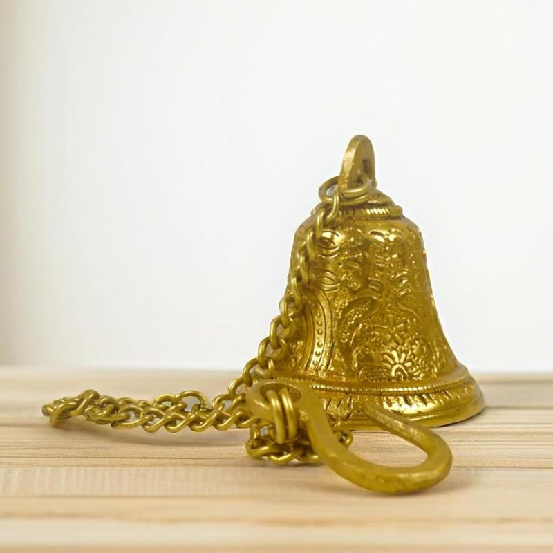 CRAFTHUT Beautiful Brass Hanging Bell with Chain for Temple Door Hallway Porch Or Balcony 27 x 3 x 33 inches - Image 5