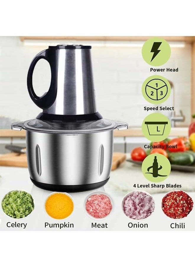 Microplus - 3 Speed Stainless Steel 5Litre Meat Grinder/Chopper/Food Processor/Mincer 500W Silver/Black PS-4806 - Image 1