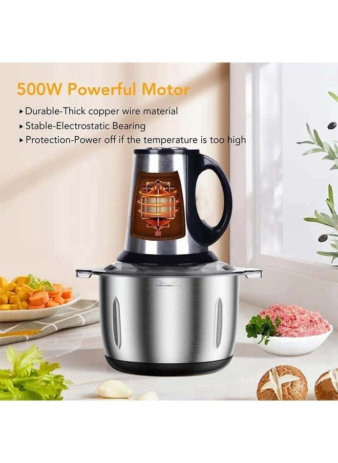 Microplus - 3 Speed Stainless Steel 5Litre Meat Grinder/Chopper/Food Processor/Mincer 500W Silver/Black PS-4806 - Image 1