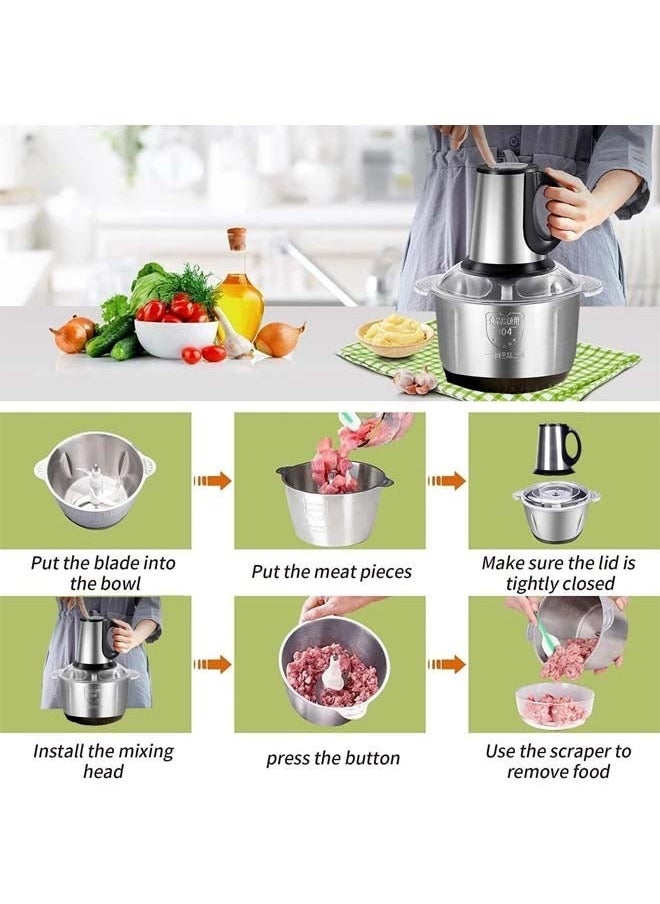 Microplus - 3 Speed Stainless Steel 5Litre Meat Grinder/Chopper/Food Processor/Mincer 500W Silver/Black PS-4806 - Image 1