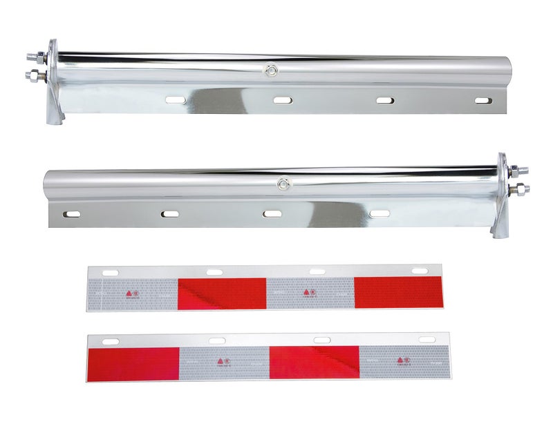 Stainless Steel Straight Spring Loaded Mud Flap HangerRound Tube Style118 Bolt Spacing30 Lengthwith 7 inch Enhanced Spring Insidewith 2pcs Reflective Plate