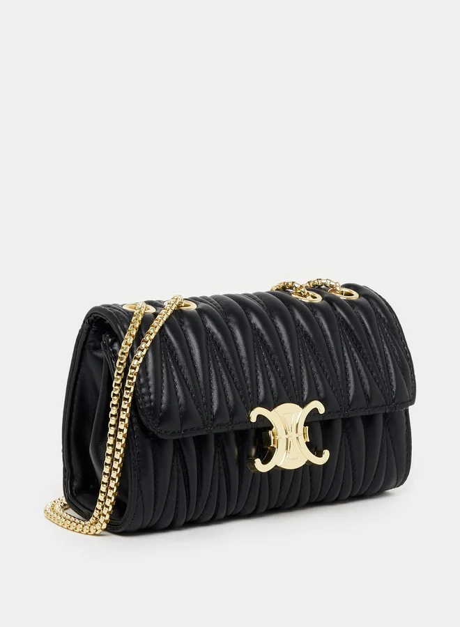 Styli Buckle Accent Quilted Shoulder Bag