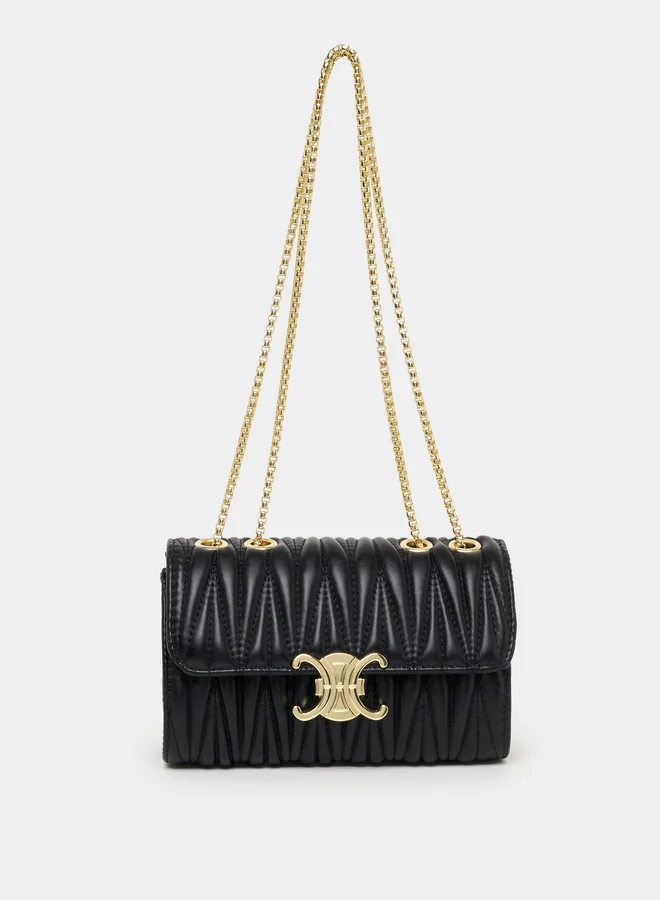 Styli Buckle Accent Quilted Shoulder Bag