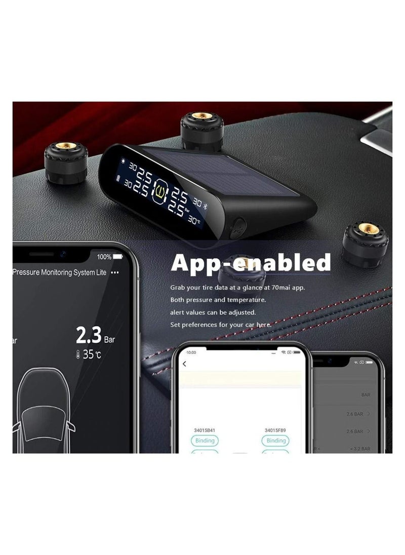 70mai - TPMS Lite | Tyre Pressure Monitoring System with External Sensors, Dual Charging (Solar & USB), Easy Self-Fitment, LCD Display, and Bluetooth APP Control - Image 1