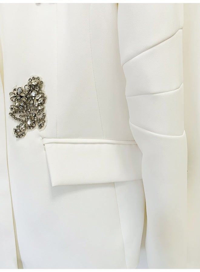 Madam Uniq Fashionable Heavy-Duty Beaded and Diamond-Embellished Suit Jacket and Wide-Leg Pants Set - Image 5