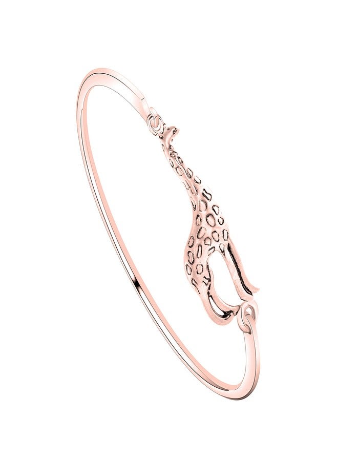 bobauna Simple Giraffe Bangle Bracelet Animal Jewelry Christmas Gift for Women (Giraffe bangle RG) - Image 1