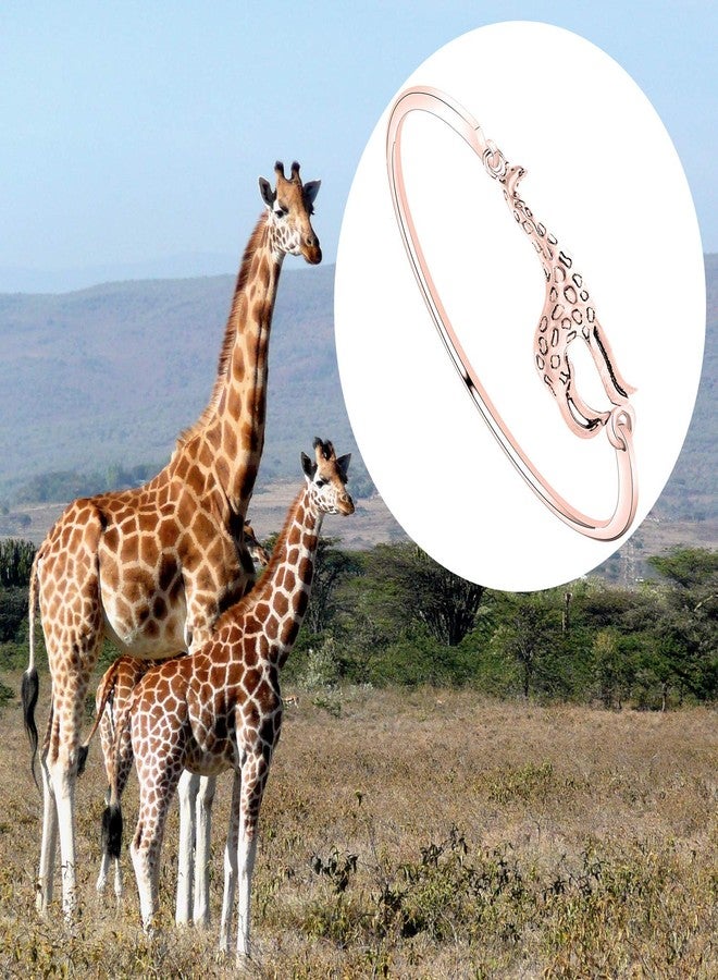 bobauna Simple Giraffe Bangle Bracelet Animal Jewelry Christmas Gift for Women (Giraffe bangle RG) - Image 3