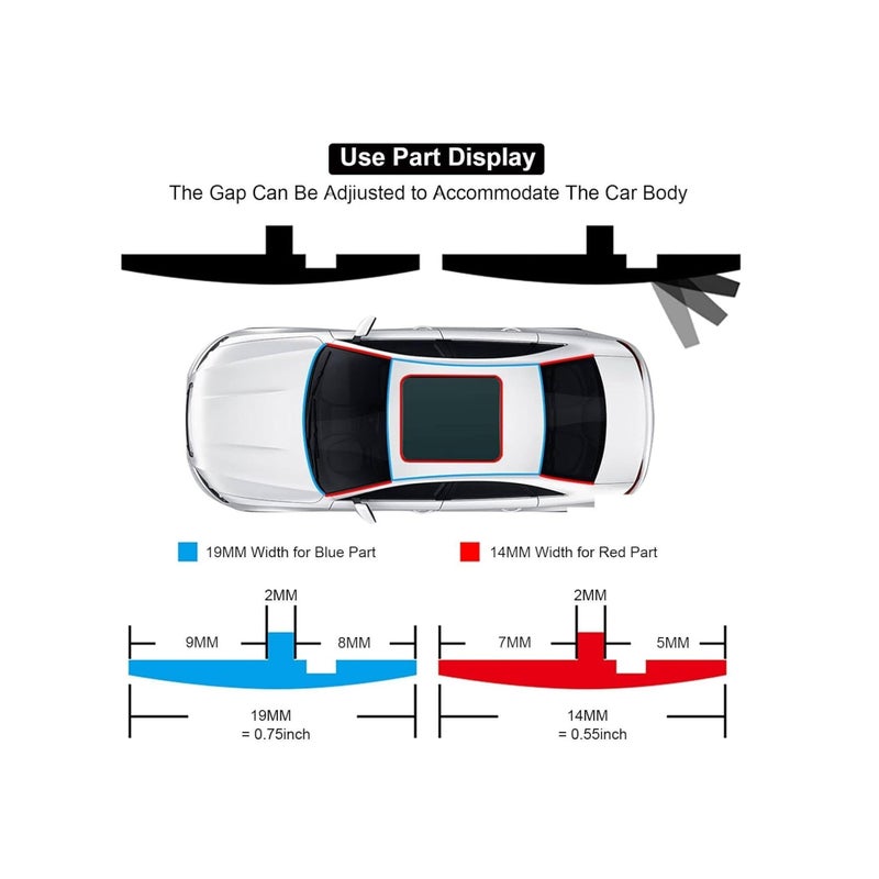 SOLARAE حشوة الطقس للسيارة، ختم فتحة السقف 19 مم، حشوة مطاطية لختم الزجاج الأمامي، شريط لاصق على شكل T لتغطية فتحة السقف، عزل الصوت (5م) - Image 2